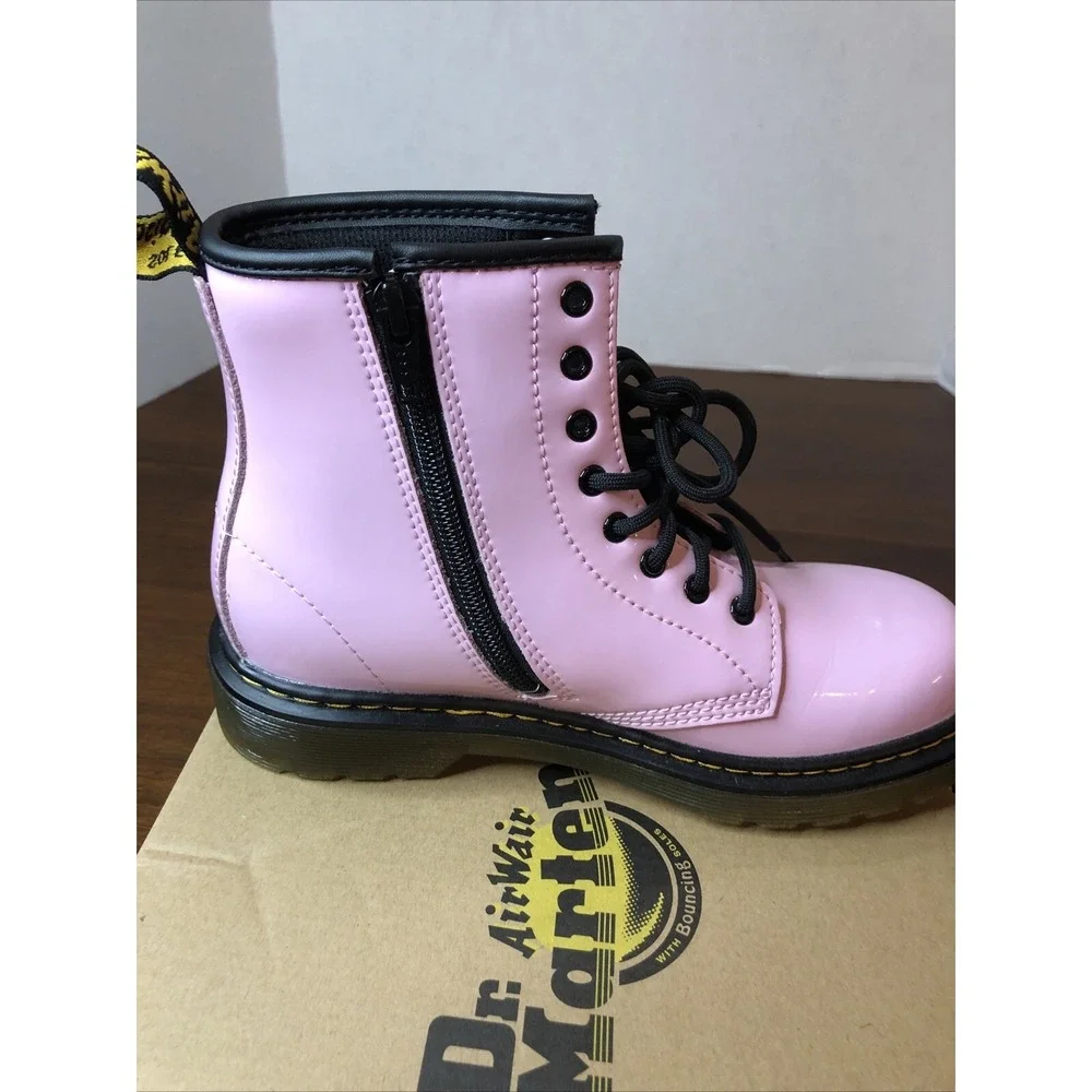 Dr. Martens Combat Boots  Girls US Youth Sz 3 Pink Air Cushioned Soles Doc New
